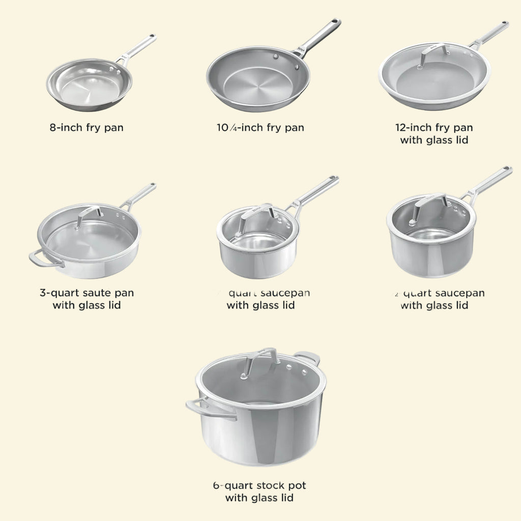 Stainless Steel Cookware 12-piece Pots & Pans Set